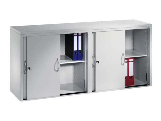 schuifdeurkast,romp RAL7035,front RAL3003,afdekplaat RAL7035