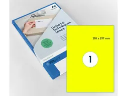 Gekleurde Etiketten 210x297mm A4 Fluor Geel 42224
