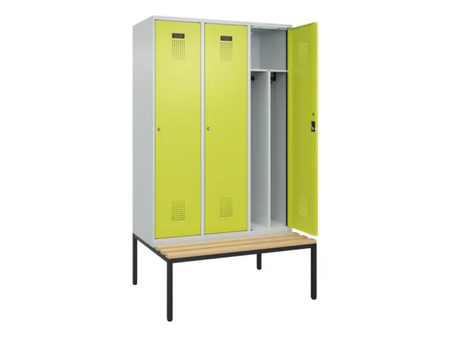 locker met bank,voor scheiding van kleding,HxBxD 2120x1200x815mm,3vak