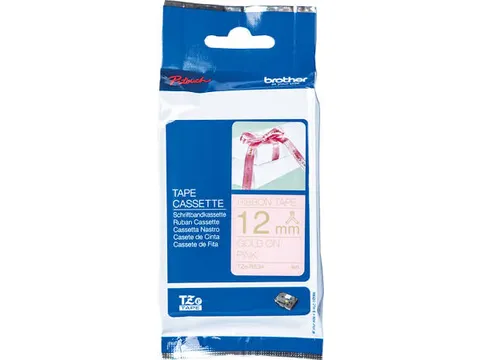TZERE34 BROTHER PTOUCH 12mm goud op roze
