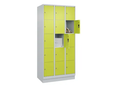lockerkast,HxBxD 1950x900x500mm,3x5vakken,vak B 300mm,cil.-slot,sokkel