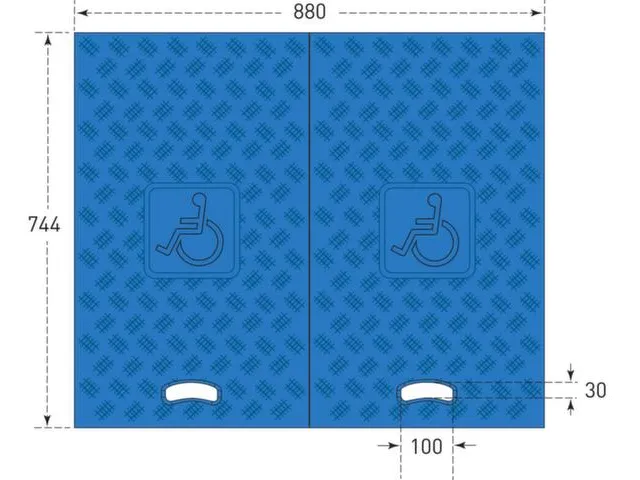 set rolstoeloprijplaat,v. kabelbrug,B 440mm,overrijd H 75mm