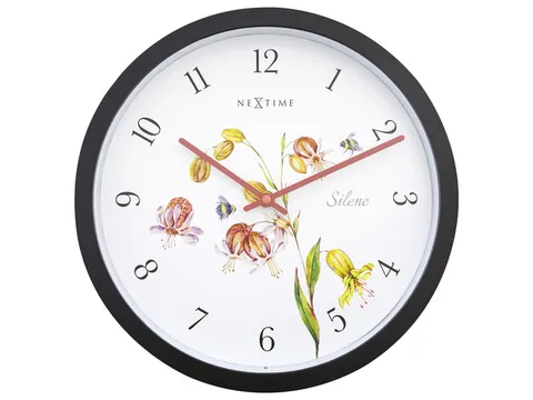 Buitenklok Nextime dia 30.5cm Silene cijfers, zwarte rand witte wijzer