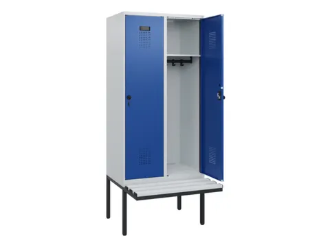 locker met bank,HxBxD 1950x800x815mm,2vak,vak B 400mm,draaigrendel