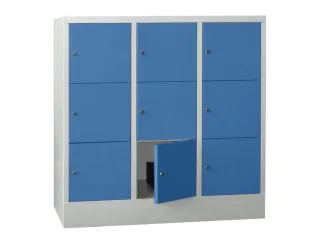 lockerkast,HxBxD 1187x1200x500mm,3x3vakken,RAL7035,front RAL5012 - 2