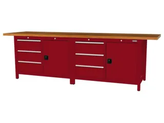 werkbank,HxBxD 860x2800x750mm,onderstel RAL3003,fronten RAL3003 - 3