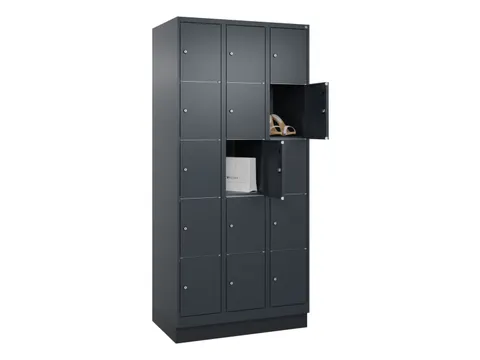 lockerkast,HxBxD 1950x900x500mm,3x5vakken,vak B 300mm,cil.-slot,sokkel