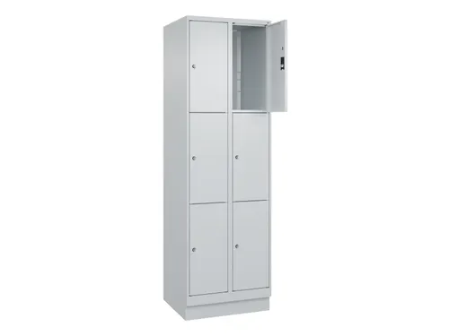 lockerkast,HxBxD 1950x600x500mm,2x3vakken,vak B 300mm,cil.-slot,sokkel