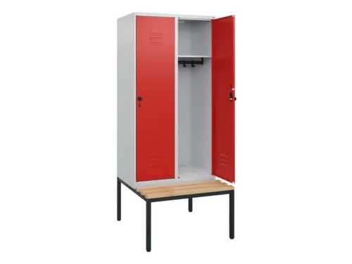 locker met bank,HxBxD 1950x800x815mm,2vak,vak B 400mm,draaigrendel