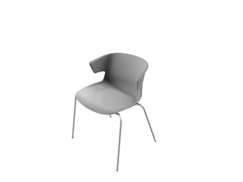 Bezoekersstoel Kunststof Kuip Grijs Frame Met 4Poten Aluminium