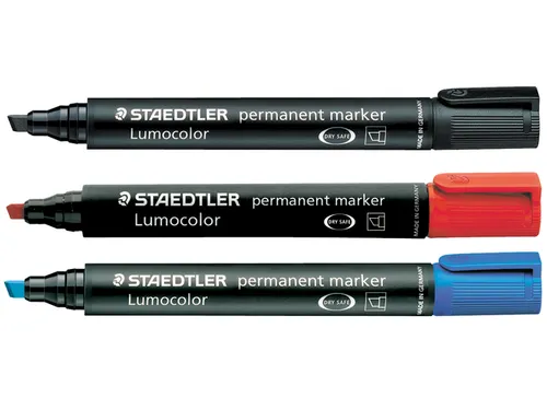 Viltstift Staedtler Lumocolor 350 permanent beitelpunt 2-5mm zwart