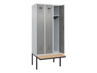 locker met bank,HxBxD 2120x900x815mm,3vak,vak B 300mm,cilinderslot - 1