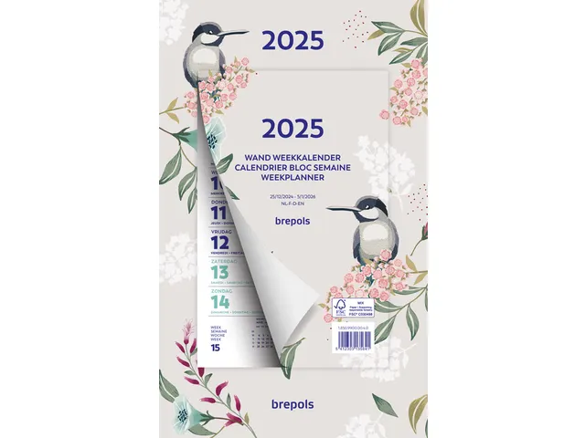Weekkalender 2027 Brepols 190x130 7dagen/1pagina Fantasie assorti