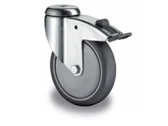 zwenkwiel m. rem,draagverm. 80kg,TPE-banden,ØxB 100x30mm,kogellager