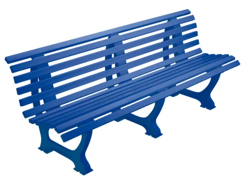 Kunststofbank 800x2000x420mm Zit H 410mm 12 Latten 3 Pootstellen Blauw