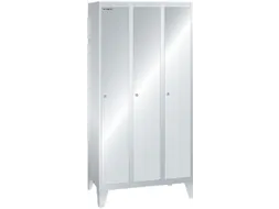 garderobekast,HxBxD 1850x900x500mm,3vak,vak B 300mm,cil.-slot,voeten