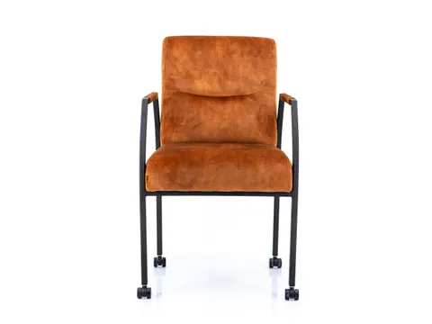 Vergaderstoel Albany Cognac Velours Zwart 4-poots frame