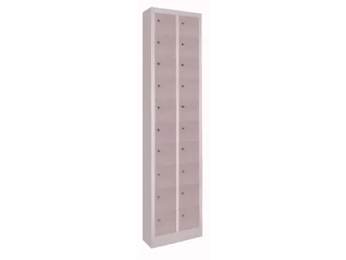 lockerkast,HxBxD 1950x460x200mm,2x15vakken,RAL7035,front RAL3000