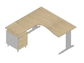 bureauset bureau staand ladeblok links 730x1600x1650mm C-voet eiken - 1
