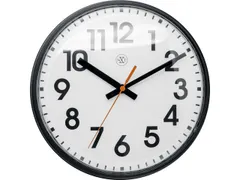 wandklok NXT diam. 26cm kunststof zwart, witte wijzerplaat cijfers