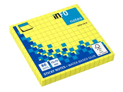 Notitieblok 75x75mm Brilliant geel 80 blad ruitjes