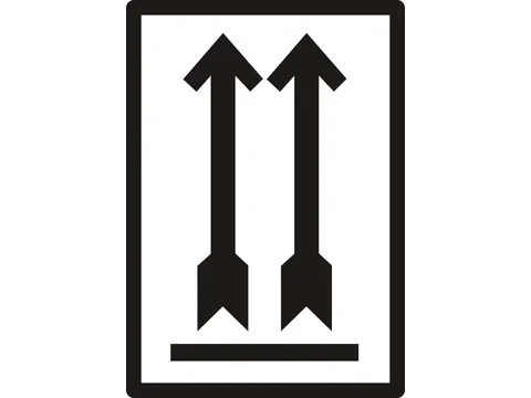 Waarschuwingsetiket zwarte pijl omhoog 70x100mm 500 stuks