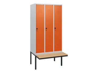 locker met bank,HxBxD 1950x900x815mm,3vak,vak B 300mm,draaigrendel - 1