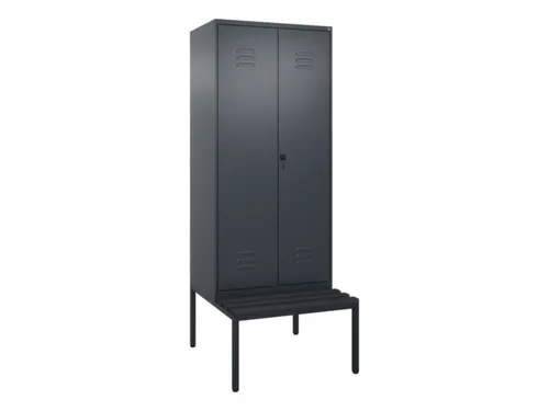 PBM-locker met bank,HxBxD 2120x800x815mm,2vak,vak B 400mm,draaigrendel