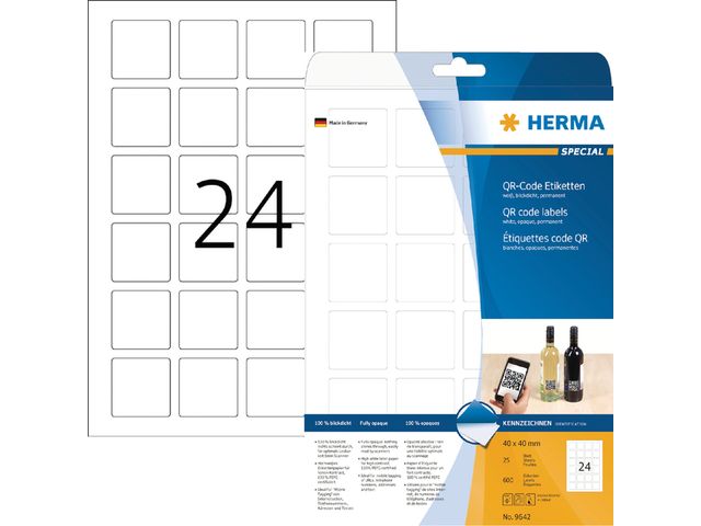 Qr Code Etiket Herma 9642 40X40Mm A4 600St Wit | HermaLabels.be
