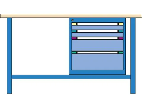 werkbank,HxBxD 840x1500x700mm,multiplexblad,RAL7035,front RAL7035