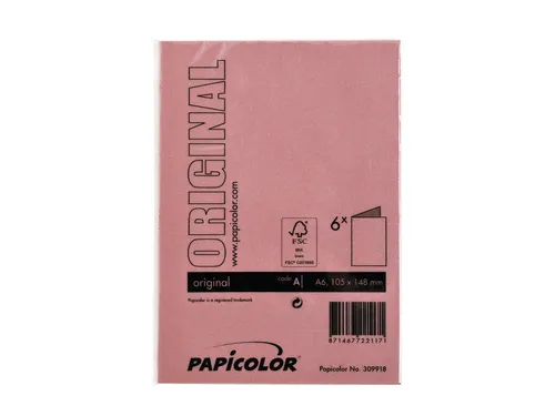 Correspondentiekaart Papicolor dubbel 105x148mm rood pak à 6 stuks