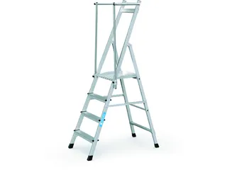 platformladder,bordes HxBxD 1990x400x400mm,8trede(n),aluminium - 1