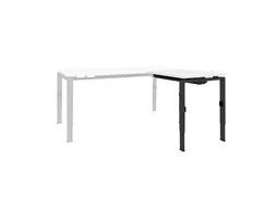 Bureau Linesto N4 aanbouwtafel 80x60cm krijtwit 25mm zwart