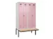 locker met bank,voor scheiding van kleding,HxBxD 2120x1200x815mm,4vak