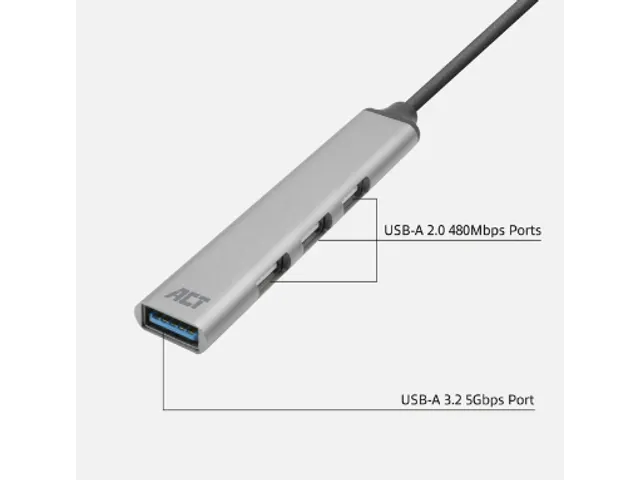 Hub ACT USB-C 3x USB-A 2.0 en 1x USB-A 3.0