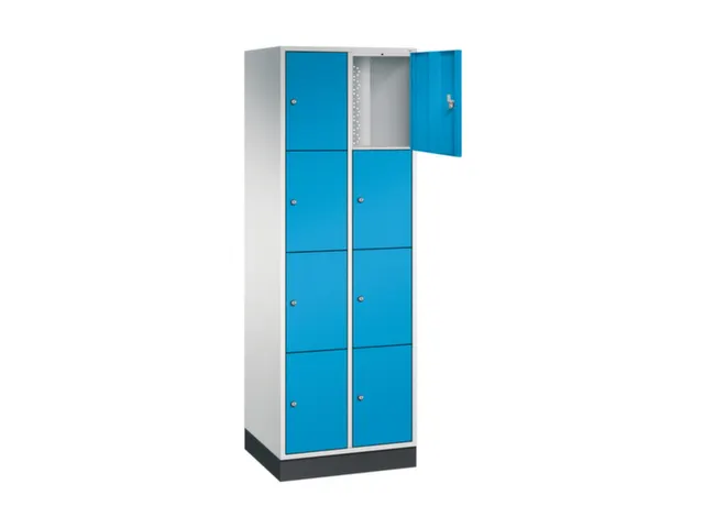 lockerkast,RAL 7035/RAL 5012,HxBxD 1950x620x500mm,2x4vakken,cil.-slot