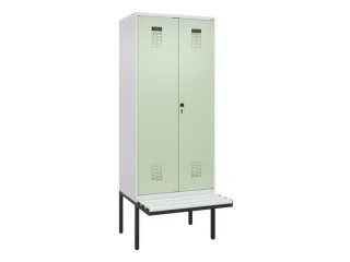 locker met bank,voor scheiding van kleding,HxBxD 2120x800x815mm,2vak - 2