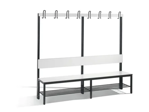 omkleedbank,HxLxD 1650x2000x407mm,HPL wit,frame staal RAL7021