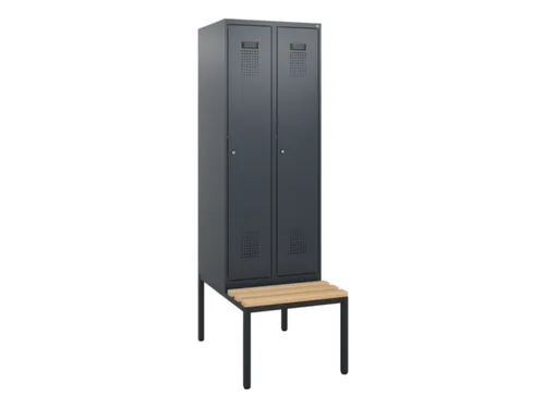 locker met bank,HxBxD 1950x600x815mm,2vak,vak B 300mm,cilinderslot
