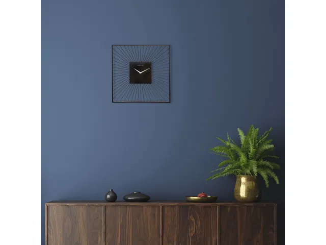 Wandklok Nextime 45x45x15 zwart metaal Vasco Square