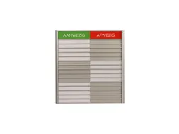 Menoor In-Uit bord 15 namen Aluminium Aanwezig/Afwezig Groen/rood