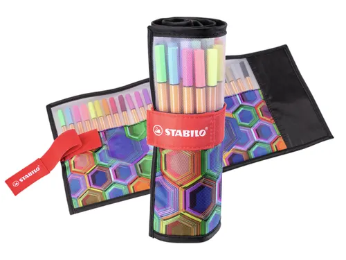 Fineliner STABILO point 88/25 Arty rollerset zwart fijn ass 25st