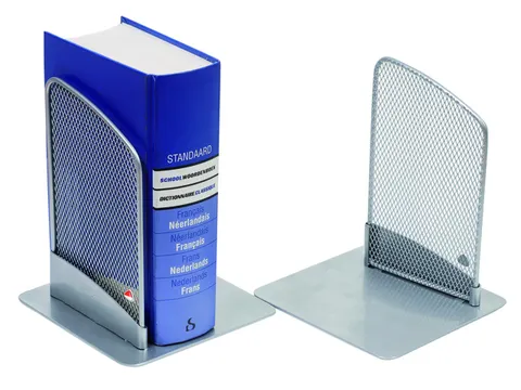 Mesher metalen boekensteunen zilvergrijs
