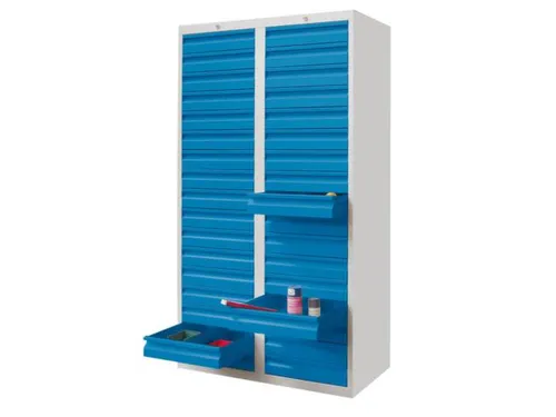 ladekast HxBxD 1800x1000x500mm 34laden RAL7035 front RAL5012