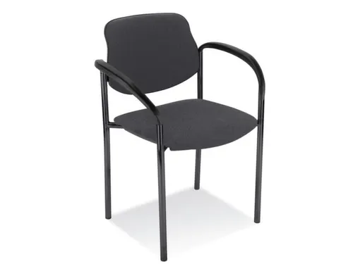 Bezoekersstoel,4Voeten Ronde Buis Zwart,M. Armleuningen