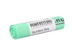 Afvalzak Powersterko bioplastic T15 70x110cm 120L groen rol à 10 stuk