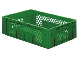 Euronorm Stapelkrat 175x600x400mm 31l Opengewerkt/Bodem Gesl. Groen
