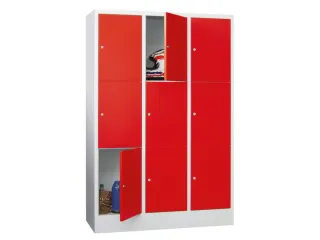 lockerkast,HxBxD 1850x1200x500mm,3x3vakken,RAL7035,front RAL3000 - 2