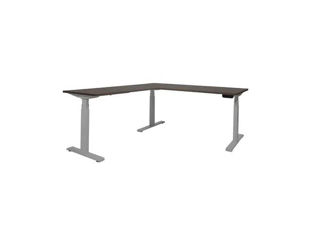 Elektrisch Hoekbureau Dextro Plus 160x160cm Frame Alu Blad Logan Eik