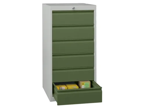 ladekast HxBxD 1000x500x600mm 6laden slot RAL7035 front RAL6011